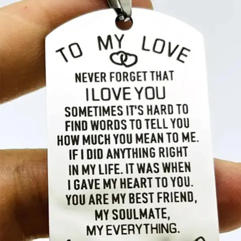 Cute Letter Pattern Slogan Metal Keychain, Stainless Steel Keychain For Men & Women, Fashion Keychain For Car Keys, Key Ring, Gift For Boyfriend & Girlfriend, Valentine's Day, Gift