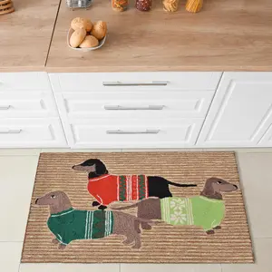 Lush Decor FrontPorch Indoor/Outdoor Hand Tufted Durable Area Rug - Transitional Pet animal Decorative  (Holiday Hounds)