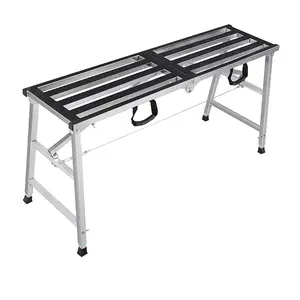 Folding Scaffolding Platform Maximum Load 600lbs Steel Step Ladder Stool Height Adjustment 27-43"(H) Portable for Home Improvement, Drywall Painting, Maintenance at Height