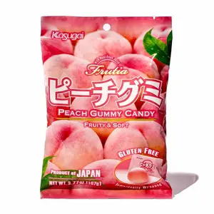 Kasugai Frutia Juicy Peach Gummy Candies, Soft Chewy Snack, 107g