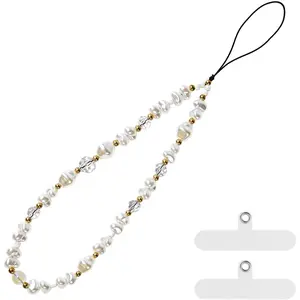 Women's Colorful Crystal Pearl Beaded Phone Charm Chain Bracelet - Detachable Anti-Drop Wrist Strap for Mobile Phone Cases, Smartphone Tech Accessories, Ideal Gift