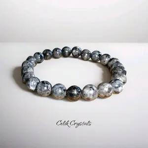 Larvikite Bracelet 8 or 10mm Natural Stones Unisex Healing Bracelet Handmade - Grounding & Energy Balance