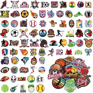 100 Pcs Sports Iron on Patches Soccer Football Baseball Basketball Embroidery Applique Patches for Players Coaches Sports Lovers Fans Hats Clothes Jackets Jeans Dress Backpacks Bags Accessory