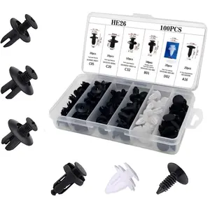 100PCS 6 Sizes Auto Body Repair Fastening Rivets Assorted, Push Type Retainer Clips, Car Body Push Pin Rivet Trim Clip Panel Push Retainer
