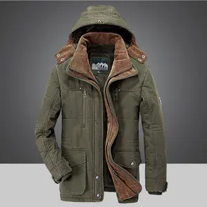 Men's Winter Puffer Jacket Long Style Fleece Lined Thick Warm Cotton-padded Coat with Hood & Pockets Casual Windproof Outerwear for Young Middle-aged Men