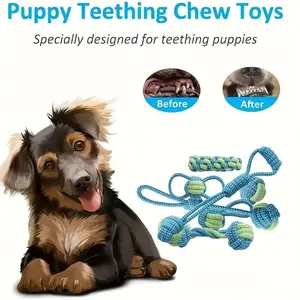 7-Piece Durable Interactive Dog Training Leash Toys, Suitable for All Sizes, Multi-Functional Chew Rope, Indoor Outdoor Teeth Cleaning