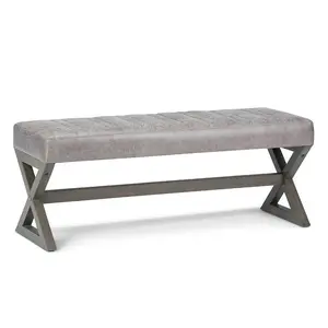 Salinger Ottoman Bench in Distressed Grey Taupe