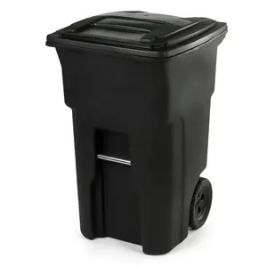 96 Gallon Rolling Trash Can with Wheels & Attached Lid – Heavy Duty Outdoor Garbage Bin for Home & Yard Waste