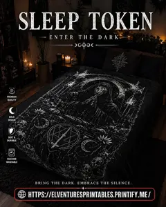 Sleep Token occult priest artwork Velveteen Blanket | dark gothic skulls crescent moons Badass Alternative Fashion Fans Bold edgy design All Seasons Blankets Throw Blanket Birthday Anniversary Holiday Christmas Halloween