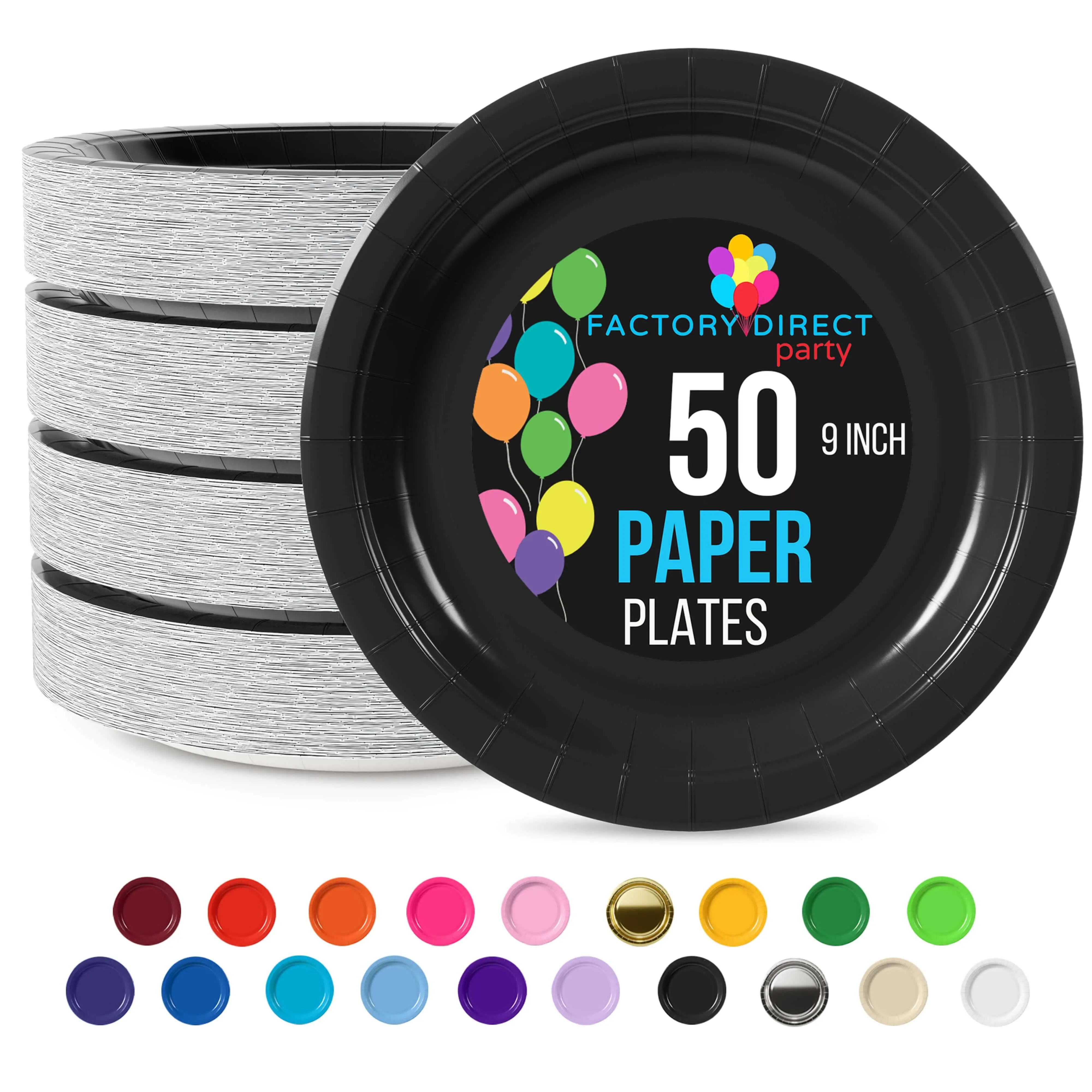 9 in. Black Paper Plates | 50 Ct. 9 in. Black Paper Plates | 50 Ct.