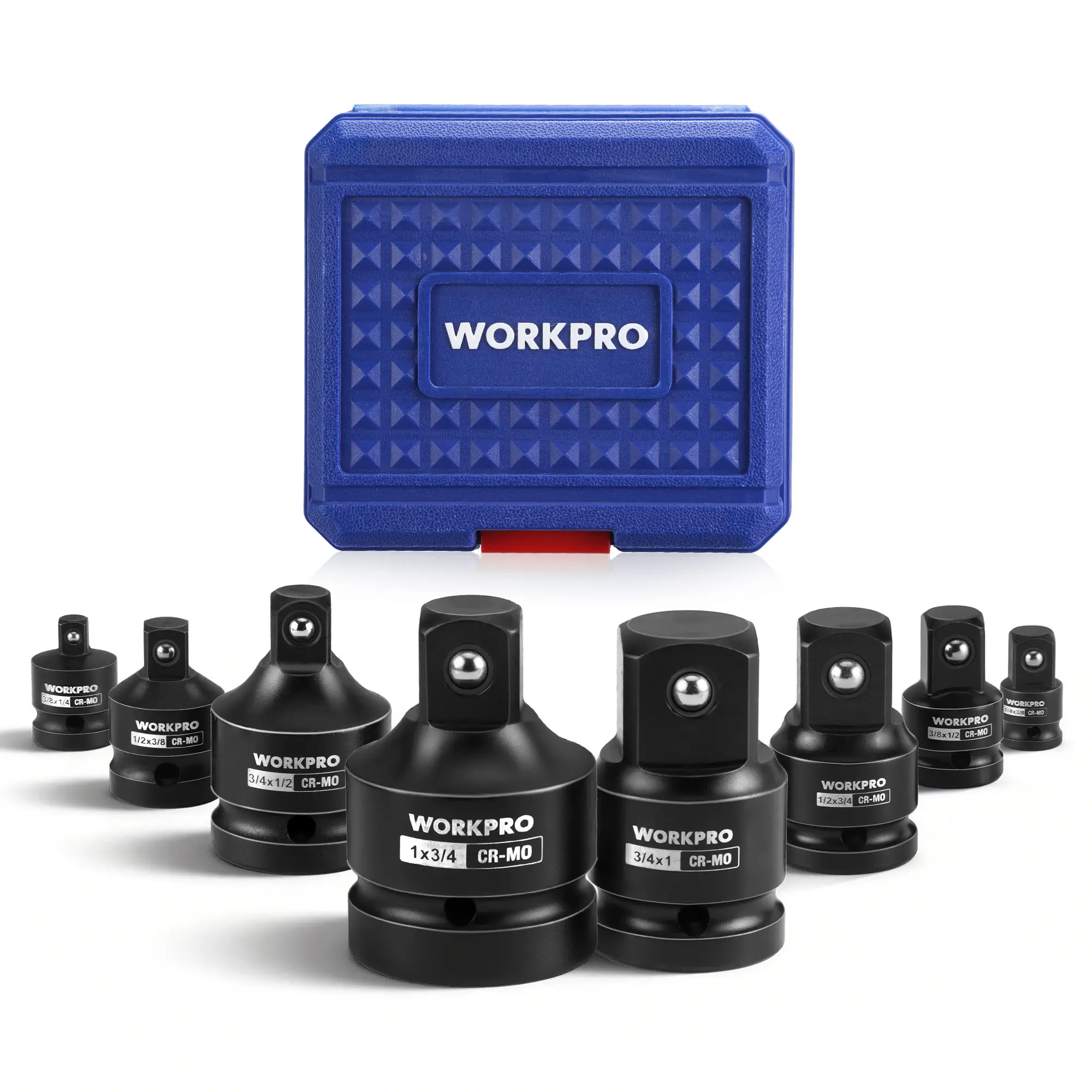 WORKPRO Impact Socket Adapter Set – Adapters with Storage Case, CR-MO Steel, Impact Wrench Conversion Kit for Automotive & Mechanical Repair