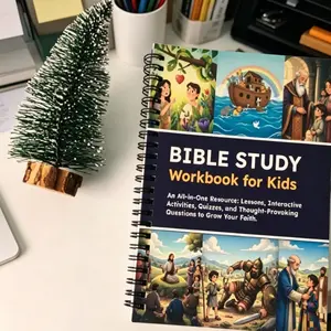 Spiral Bound Kids Bible Study Workbook, Vertical Layout Interactive Christian Activity Book with Scripture Lessons, Fun Quizzes & Faith Activities for Kids Religious Learning & Spiritual Growth, Sunday School Classroom Supplies for Boys Girls