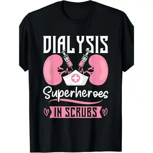 Dialysis Superheroes in Scrubs Funny Graphic T-Shirt - 220GSM Heavyweight Cotton, Retro Style Short Sleeve Tee for Men & Women, All-Season Comfort, Perfect Gift for Healthcare Professionals, Casual Wear, graphic tee