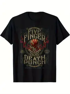 Men'S & Women'S Retro "Five Finger Death Punch" Graphic T-Shirt - 100% Cotton
