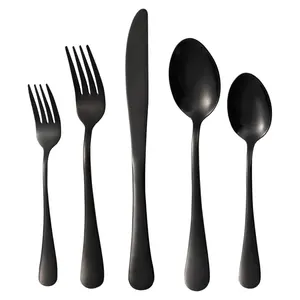 20-piece Black Silverware Set, Stainless Steel Flatware Set, Cutlery Set For Home Kitchen, Tableware Set Service for 4, Dishwasher Safe