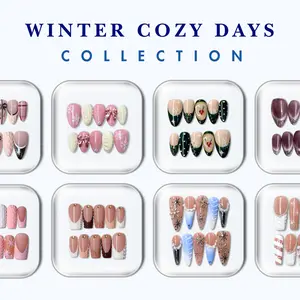 NailPhoria WINTER COZY DAYS Collection - Handmade Press-On Nails | Reusable, Salon-Quality, Long-Lasting, Glossy Design