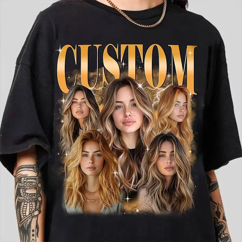 Custom Bootleg Rap T-Shirt, Custom Face Shirt With Name, Graphic Birthday Gift, 90s Graphic Tee Style, Personalize Your Name, Gift For Him, Gift For Her V25526