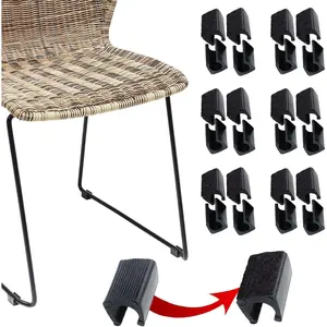 Rectangle U Shaped Chair  Tips Caps with Felt Pads,Furniture  Protector Slide Smoothly Glides No  No Noise Protect Hardwood Floor,Fit 12mm(15/32inch) Diameter Tubular  (Black 24 count)