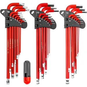 Hex Key Set  Ball End S2 Steel With T-Handle Hex Key Allen Wrench Set SAE(1/16"-3/8") Metric(1.5mm-10mm) TORX(T10-T50)