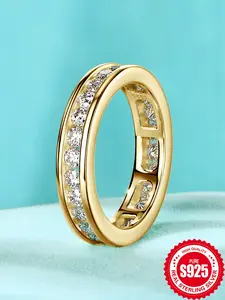 S925 Sterling Silver Synthetic Moissanite Ring, Fashionable Jewelry for Party, Daily Clothing Decor, Trendy All-match & Exquisite Jewelry for Birthday Gift, Elegant Engagement Ring