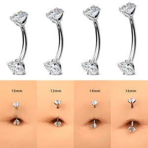 OUFER 14G Titanium Internally Threaded Female Belly Button Ring - Body-Safe, Dainty Gemstone Piercing Jewelry, AAAAA+ Cubic Zirconia, Elegant Lightweight, 10-16mm Bar Length Options, Daily Wear, Belly Button Rings