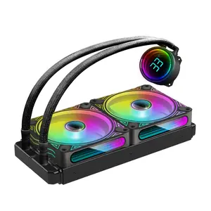 T-240MM Black ARGB Liquid CPU Water Cooling with 240mm ARGB PWM Fan,Temperature Display,  Water Cooling