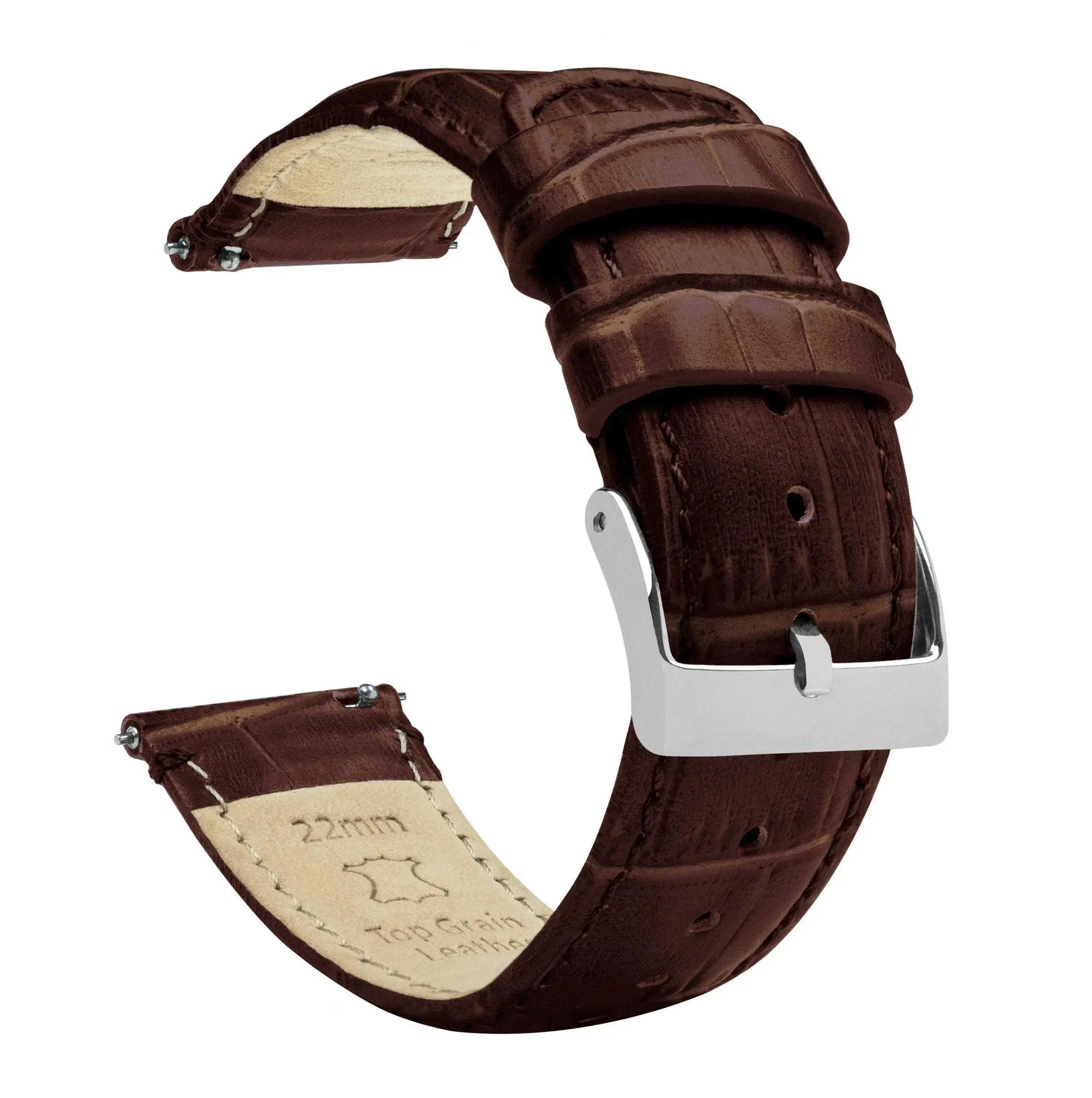 Coros Coffee Brown Alligator Grain Leather Watch Band
