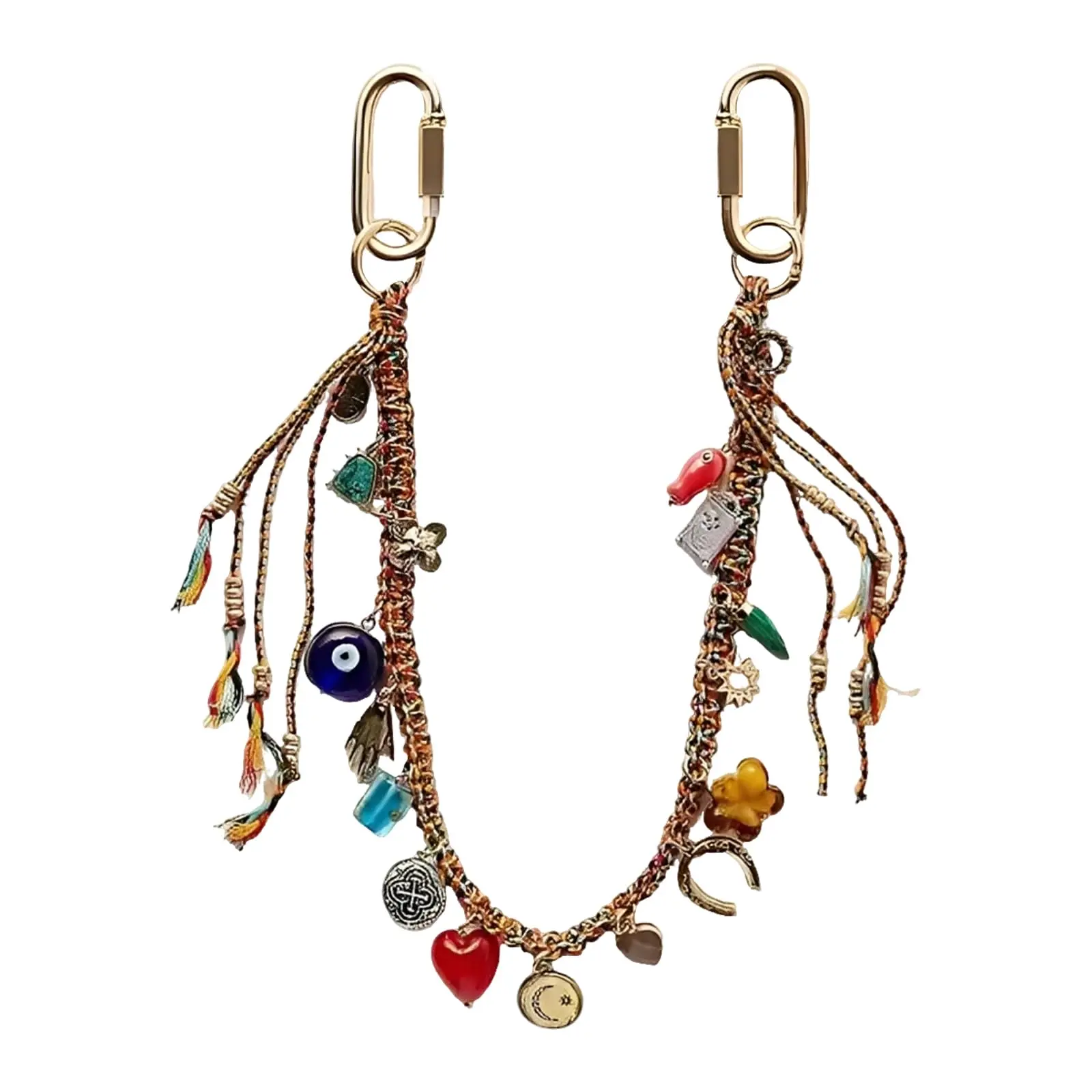 Bag Chain Charm for Handbag, Purse Charms Wallet Chain Charm Jeans Chains, Gold Colorful Bag Charms Beaded Purse Charms For Women's Handbag Tote Crossbody Shoulder Keychain Accessories
