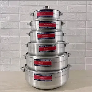Large Aluminum Cooking Pot Set Whit Lids Heavy Duty Kitchen Cookware