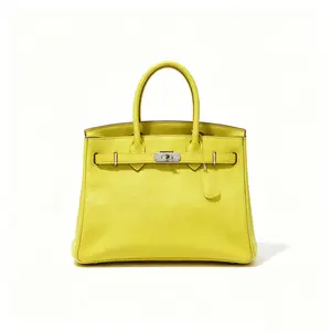 Pre-owned HERMÈS . Shoulder Bags Birkin 30 Jaune Poussin Yellow Togo Leather Palladium Silver Hardware Handbag