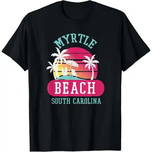 Retro Cool Myrtle Beach Mens Womens SC Beaches T-Shirt,Made in USA