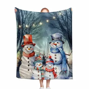 Snowman Pattern Blanket, 1 Count Soft Warm Throw Blanket, Air-conditioned Room Blanket, Warm Nap Blanket for Home Office Travel
