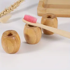 1pc Bamboo Toothbrush Holder, Wooden Toothbrush Bathroom Stand, Toothbrush Tool Containers, Rustic Wooden Holder for Makeup Brush Pen