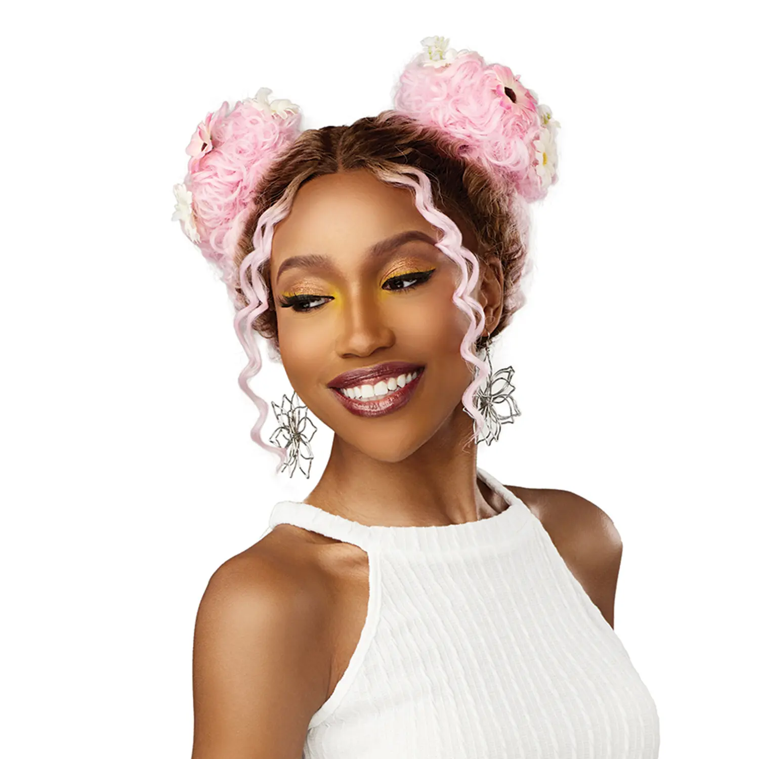 Sensationnel Synthetic Hair HD Lace Front Wig - Glueless Festi-Gal Shear Muse Bubble Gal with Elastic Bands, Bubble Curls for Party Wear