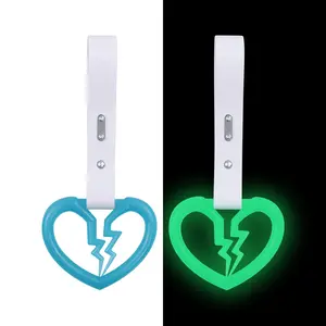 BROKEN HEART TEAL BLUE GLOW IN DARK TSURIKAWA RING TRAIN BUS HANDLE STRAP WHITE