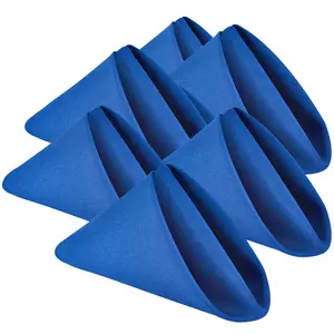 6-Pack Deep Blue Fabric Napkins, Multiple Sizes 12/14/17 Inches, Plain Washable Polyester, Elegant Hemmed, Ideal for Dining, Parties, Weddings