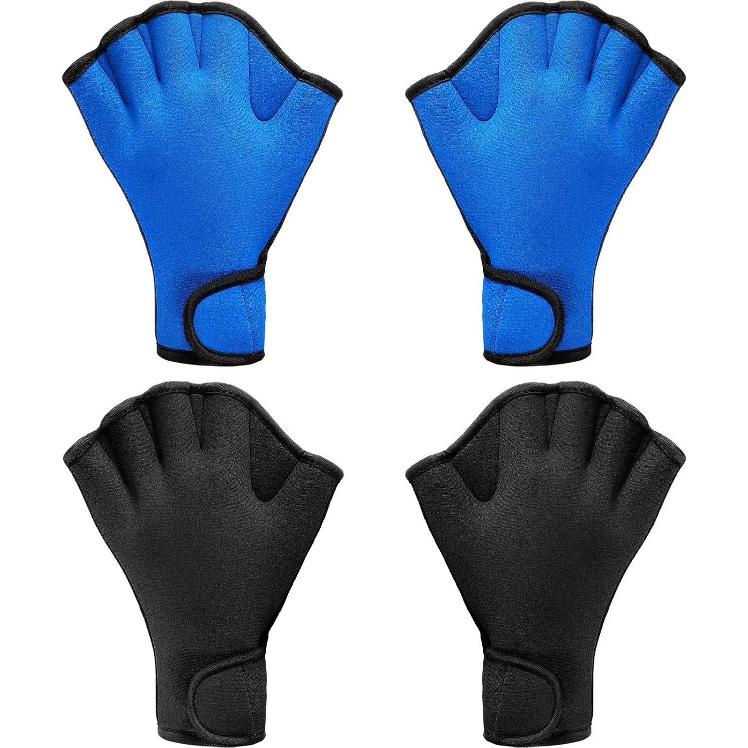 2 Pairs Swimming Gloves Aquatic Training Gloves Neoprene Mittens Webbed Fitness Water Resistance Training Mittens for Men Women Swimming Diving with Wrist Strap