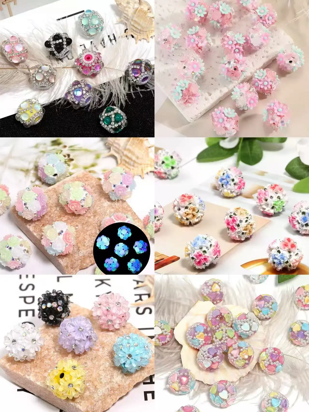 Connie-P3-Mermaid‑style Flower Rhinestone Beads