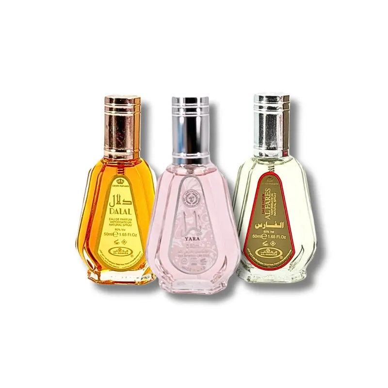 ARD AL ZAAFARAN YARA, AL REHAB DALAL & AL FARES PARFUM SPARY 1.65 FL.OZ (TRAVEL SIZE PERFUMES)