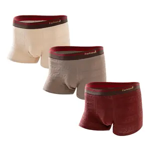 NEXFORMX Men's Premium Cotton Deer Jacquard Boxer Trunks 3 Pack Vintage Fashion Underwear Breathable Wide Waistband Top Gift Choice