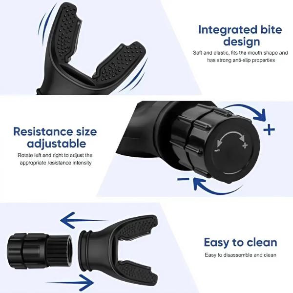 Portable breathing exercise device for lungs, Breathing trainer with Resistance Adjustable, Lung Trainer with excellent quality silicone, Improve Breathing Capacity and Endurance,Easy to Clean and Use strength enhance(White)