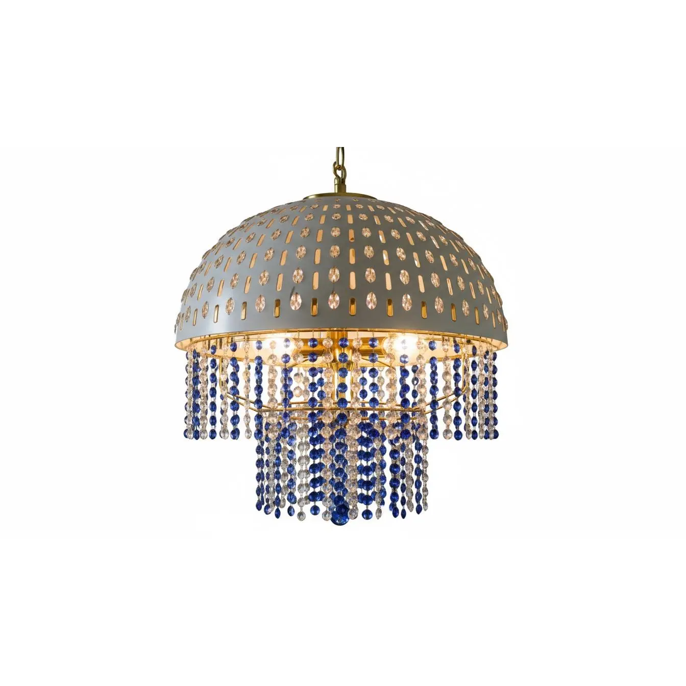 Blue Cascade; Crystal Dome Chandelier