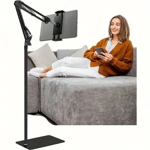 1pc Heavy-Duty Adjustable Tablet Stand with Telescopic Arm & 360° Rotatable - Compatible with iPad Mini/Air/Pro, Kindle, Switch, Smartphones 4.7”-13” Screens, Height & Angle for Hands-Free TV Watching, Gaming, Live Streaming, Tablet Holder Stand