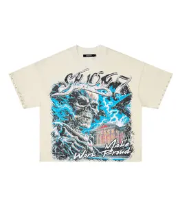 American Rhinestone Studded Skull Baggy Fit Tee | Gothic Y2K 100% Cotton Graphic Men's T-Shirt