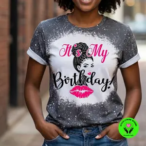 Birthday Bleached Shirt | It’s My Birthday Tee | Custom Birthday T Shirt | Bleach Wash Graphic Tee | Birthday Outfit for Women