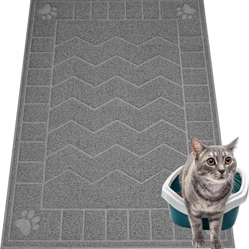 Cat Litter Mat, Litter Trapping Mat Soft on Kitty Paws, 35" x 25" Kitten Litter Box Mat for Cleaner Floors, Waterproof, Easy Clean, Durable Large Size Cat Litter Pad for Kitten
