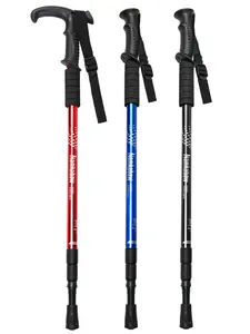 Outdoor hiking trekking cane/walking stick, telescopic aluminum alloy climbing cane/walking stick for mountaineering