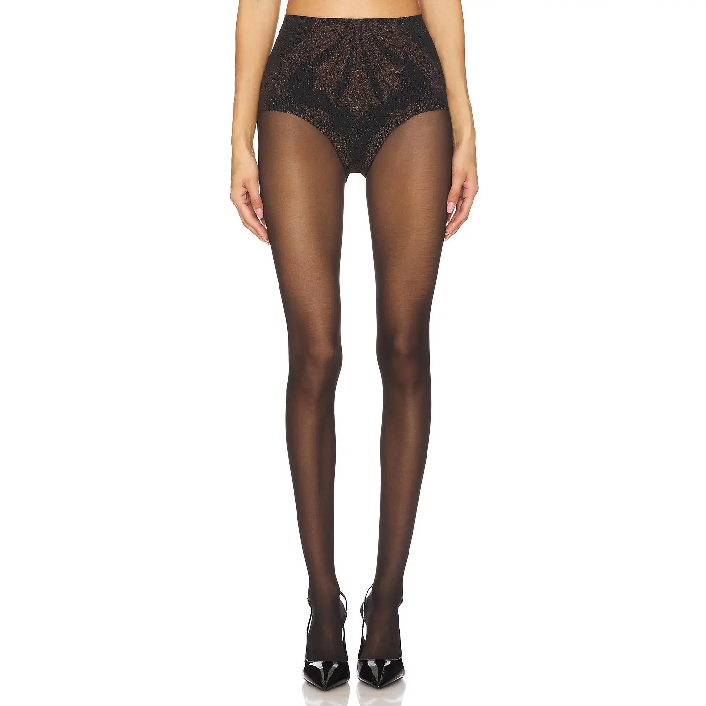 Wolford X Etro Metallic Jacquard Shorts in Black & Copper