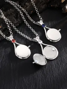 Women's Stainless Steel Pendant Necklace with Rhinestones Shell Design, Photo Holder Jewelry Gift for Women Daily Wear Accessories Custom Photo Necklace