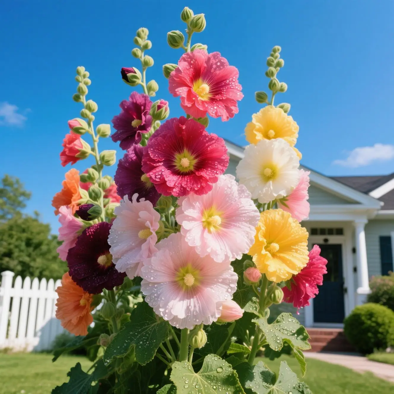 【PetalPit】Promise: Germinate or Refund]500PCS+ Hollyhock Seeds – Colorful Tall Blooms, Heirloom & Non-GMO, Perfect for Fences, Borders & Cottage Gardens